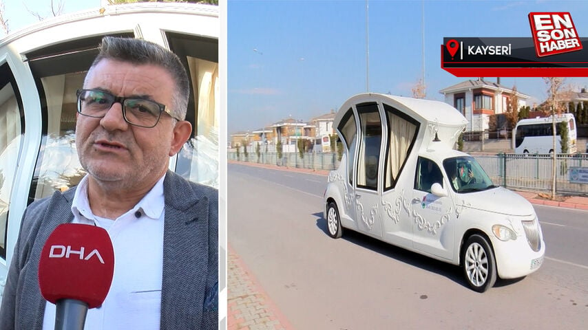 Kazakistan’dan Kayseri’ye ‘Külkedisi arabası’na benzeyen araçla geldi